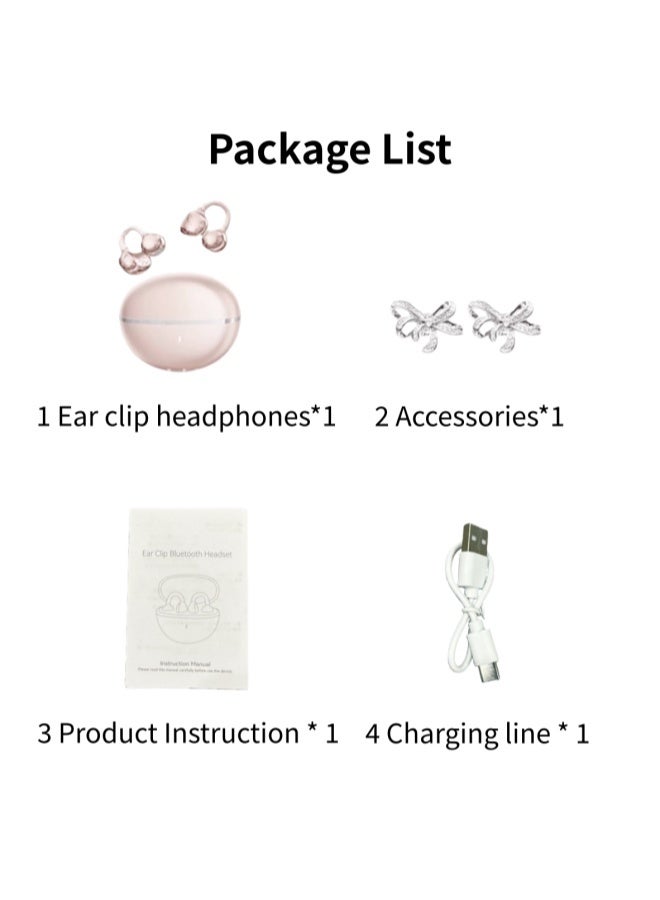 Sparkling butterfly clip-on wireless earbuds: Waterproof, noise-cancelling, long battery life, and IMAX-like immersive sound. Comfortable to wear, with a detachable butterfly clip that doubles as a stylish fashion statement.rose gold - Image 5